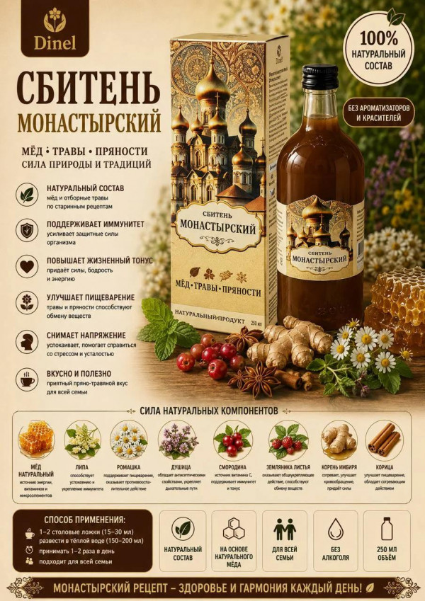 №2 Сбитень Монастырский, 250мл  в Ахтубинске